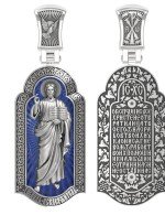 Образок из белого золота c эмалью