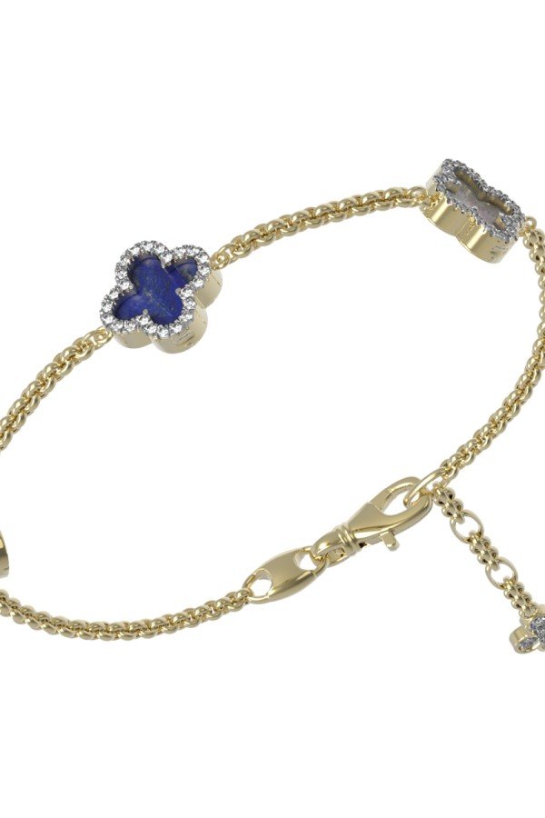 Браслет из лимонного золота c бриллиантами, лазуритом и перламутром