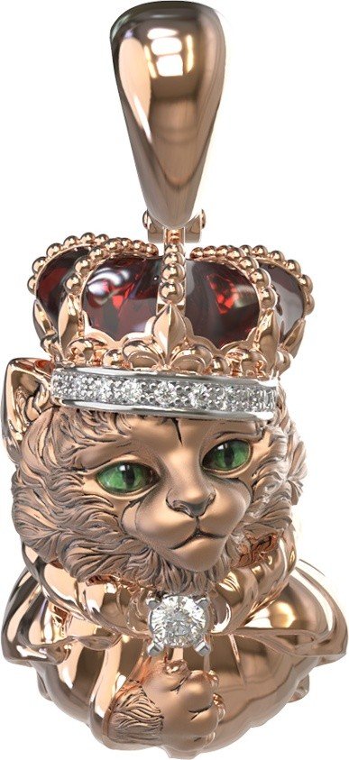 Подвеска из золота c эмалью, бриллиантами и рубином