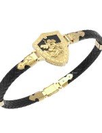 Браслет из лимонного золота c шнурком и ониксом