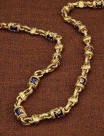 Цепь из лимонного золота c лазуритом