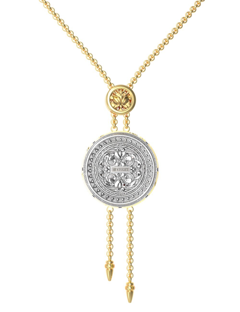 Колье из лимонного золота c эмалью