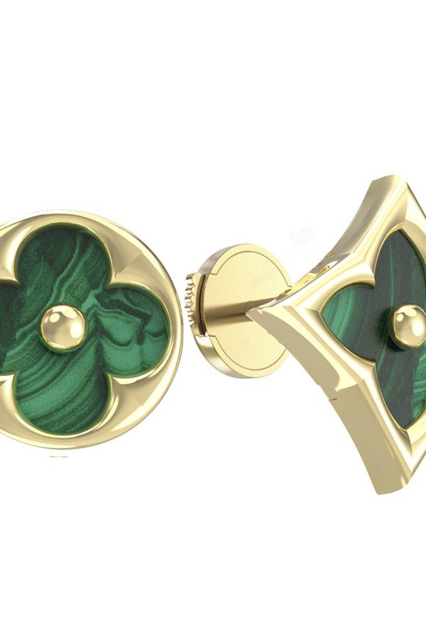 Серьги из лимонного золота c малахитом