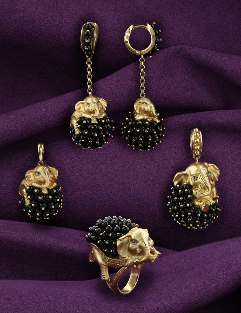 Подвеска из лимонного золота c эмалью и ониксом