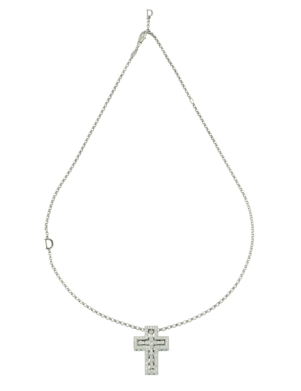 Крест из белого золота c бриллиантами