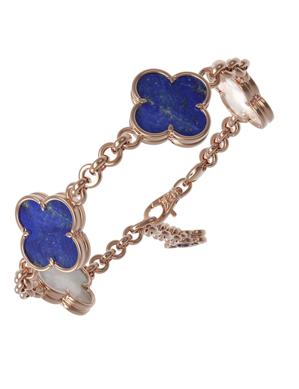 Браслет из золота c лазуритом и перламутром