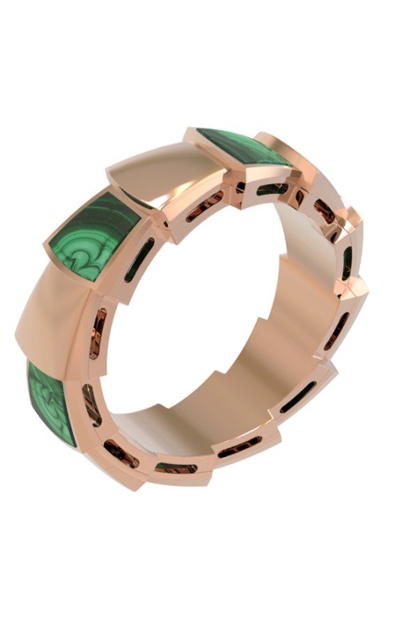 Кольцо из золота c малахитом