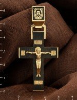 Крест из лимонного золота c эмалью и эбеновым деревом