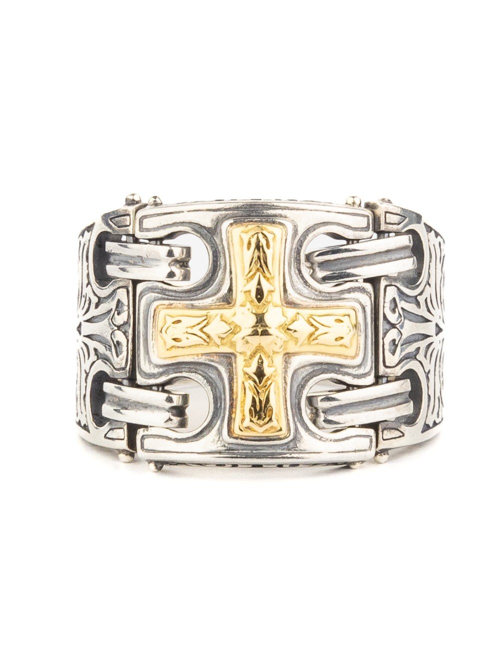 Кольцо из серебра и золота c рубином