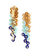 Серьги из золота c бирюзой и лазуритом