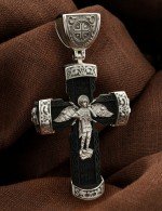 Крест из белого золота c эбеновым деревом