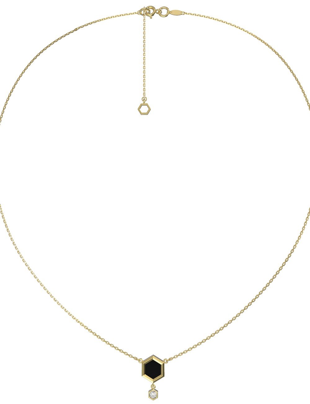 Колье из лимонного золота c бриллиантами и ониксом