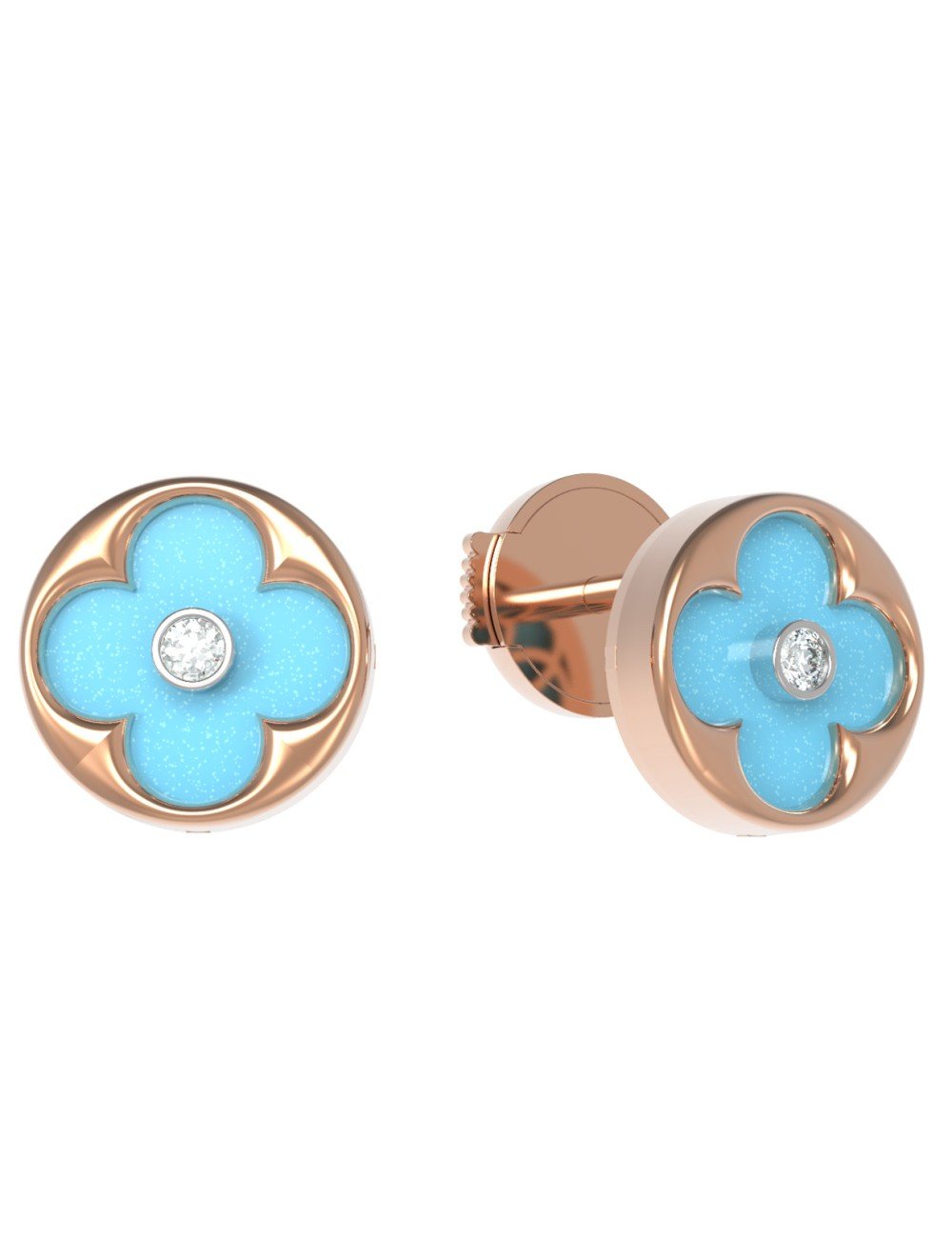 Серьги из золота c бриллиантами и бирюзой