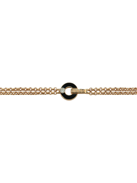 Браслет из красного золота 585 пробы c бриллиантами и ониксом