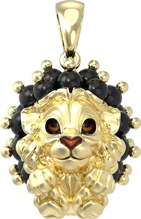 Подвеска из лимонного золота c эмалью и ониксом