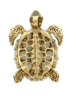 Брошь из лимонного золота c эмалью и бивнем мамонта