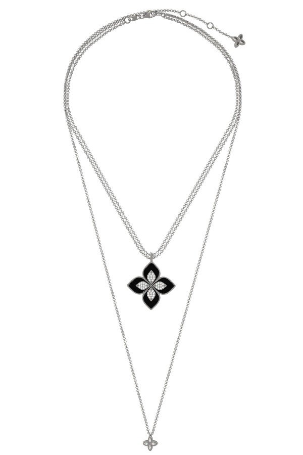 Колье из белого золота c бриллиантами и ониксом