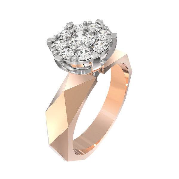 Кольцо из красного золота 585 пробы c бриллиантами