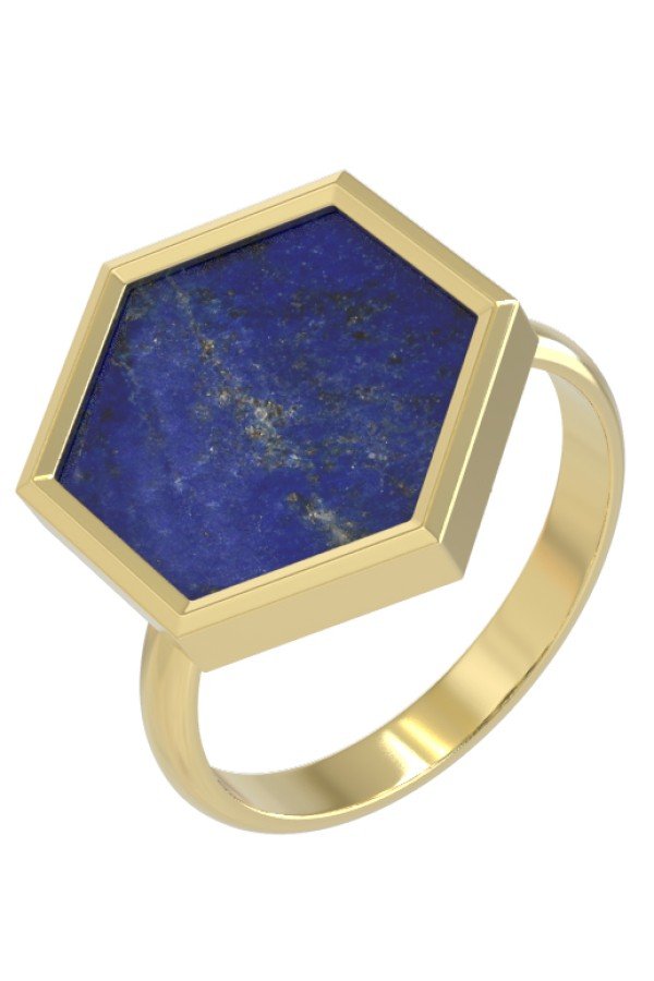 Кольцо из лимонного золота c лазуритом