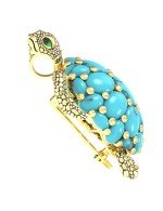 Брошь из лимонного золота c эмалью и бирюзой