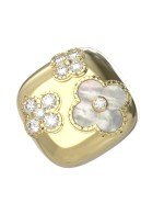 Кольцо из лимонного золота c бриллиантами и перламутром