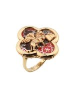 Кольцо из золота c эмалью и перламутром