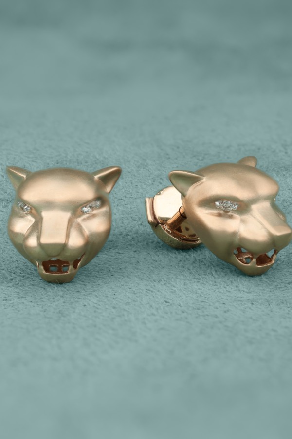 Серьги из красного золота 585 пробы c бриллиантами