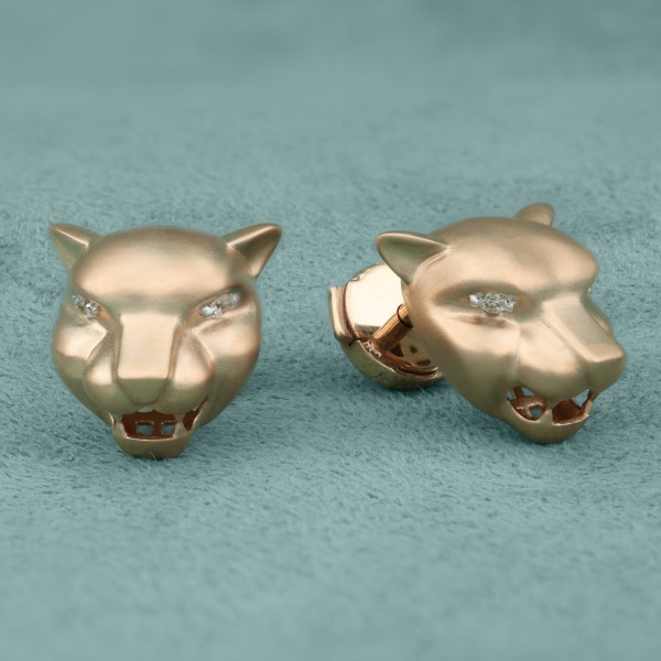 Серьги из красного золота 585 пробы c бриллиантами