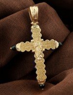 Крест из лимонного золота c ониксом и лазуритом