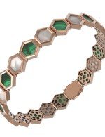 Браслет из золота c малахитом и перламутром