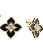 Серьги из лимонного золота c бриллиантами и ониксом