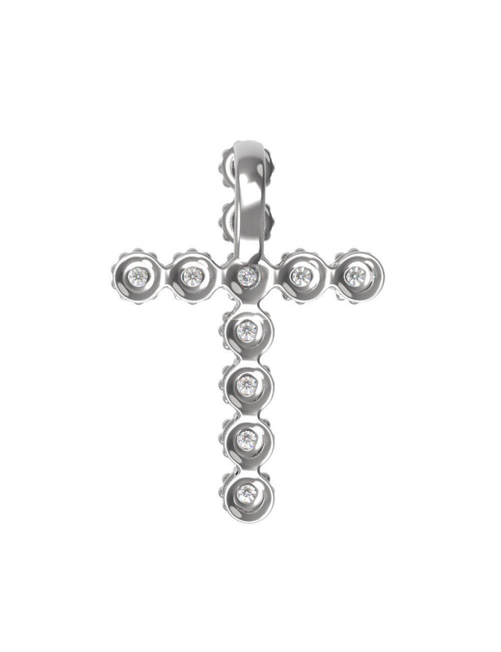 Крест из белого золота c бриллиантами