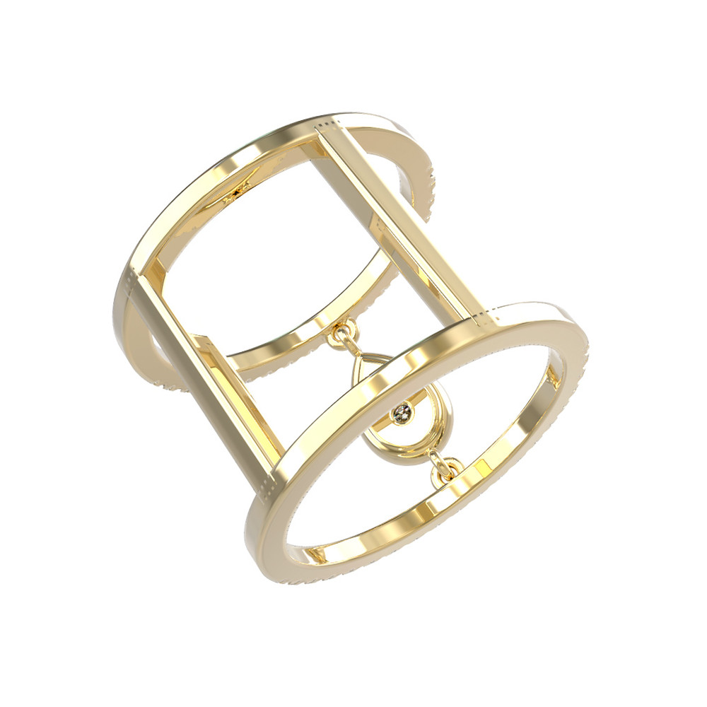 Кольцо из лимонного золота 585 пробы c бриллиантами