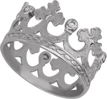 Кольцо обр. сложное из белого золота 585 пробы c фианитом