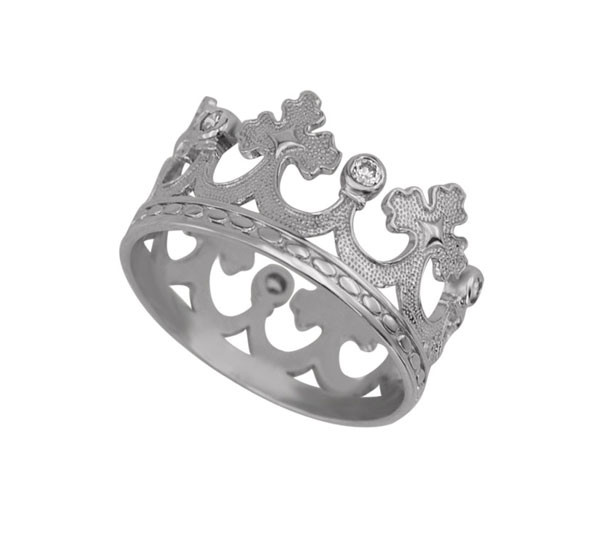 Кольцо обр. сложное из белого золота 585 пробы c фианитом