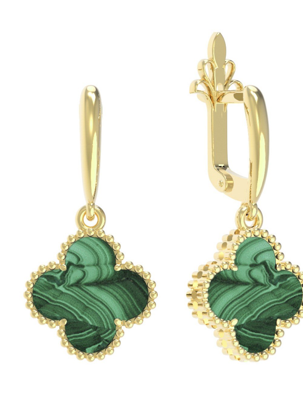 Серьги из лимонного золота c малахитом