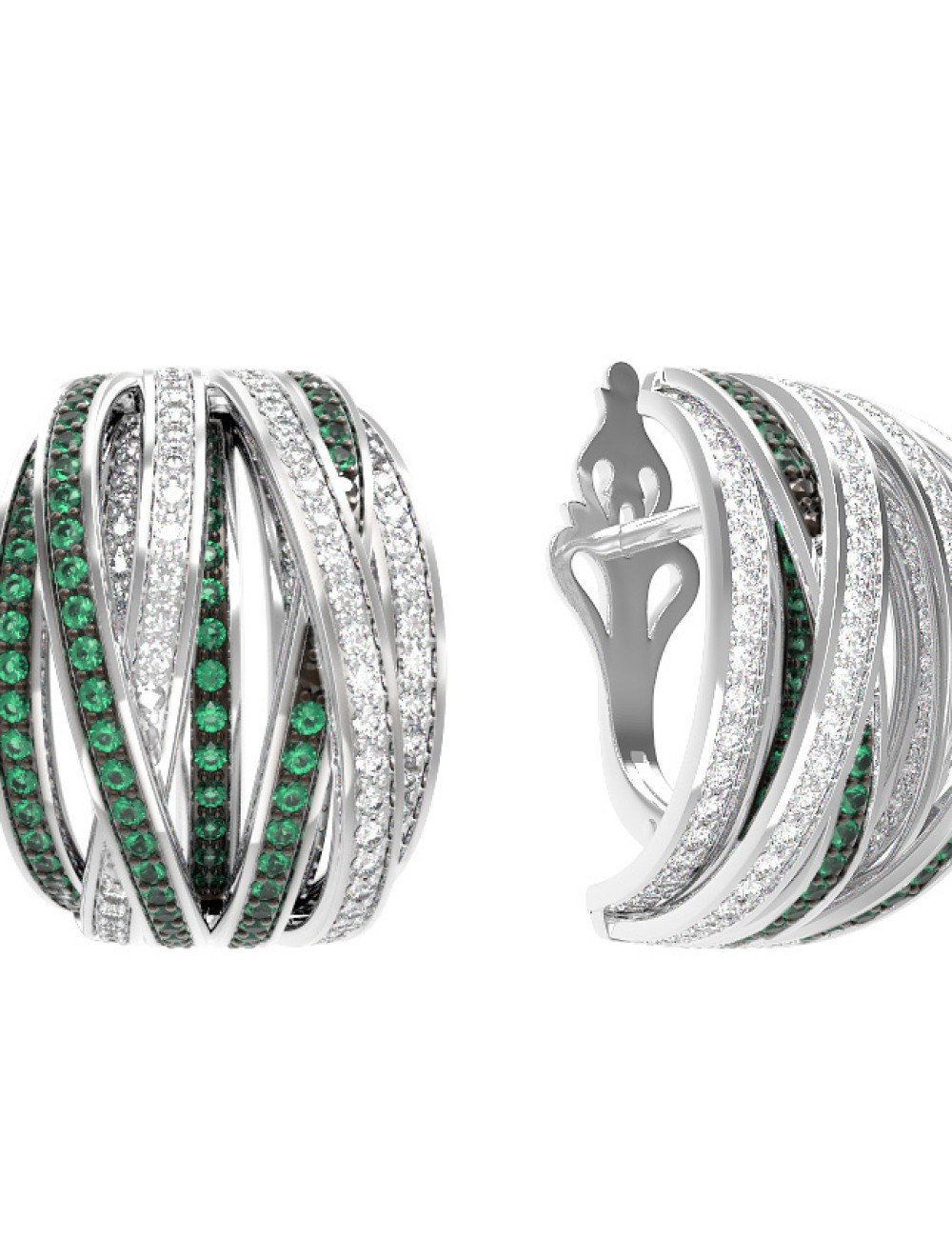 Серьги из белого золота c фианитом