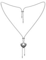 Колье из белого золота c фианитом, ониксом и перламутром