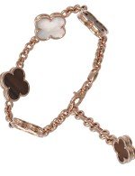 Браслет из золота c тигровым глазом и перламутром