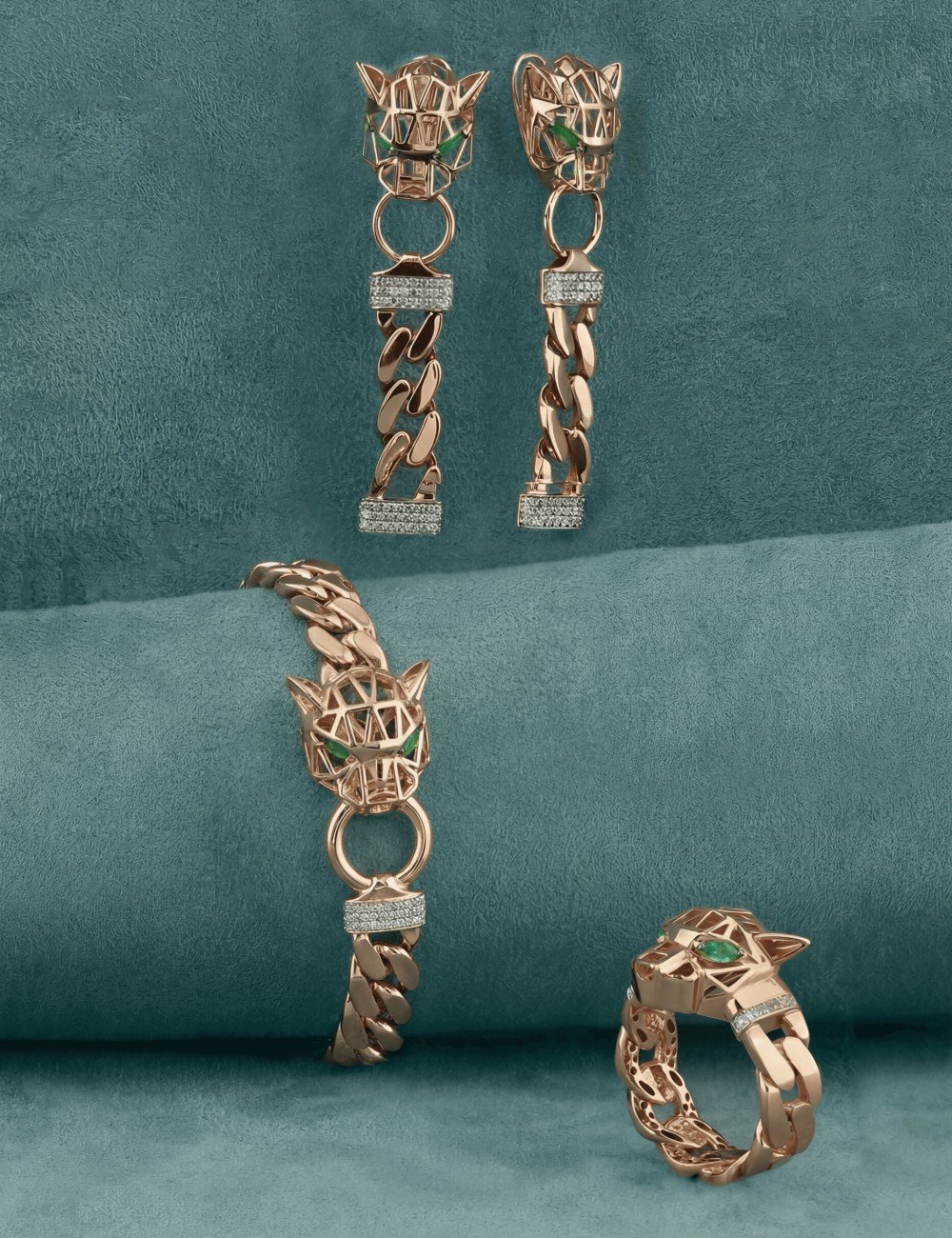 Кольцо из золота c бриллиантами и изумрудом