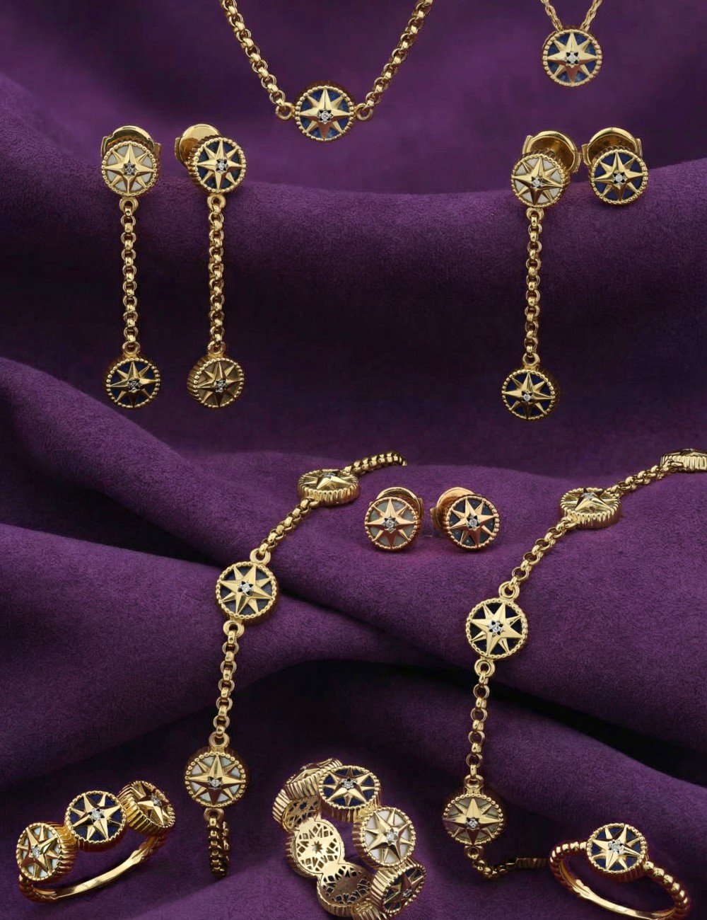 Браслет из лимонного золота c бриллиантами, лазуритом и перламутром