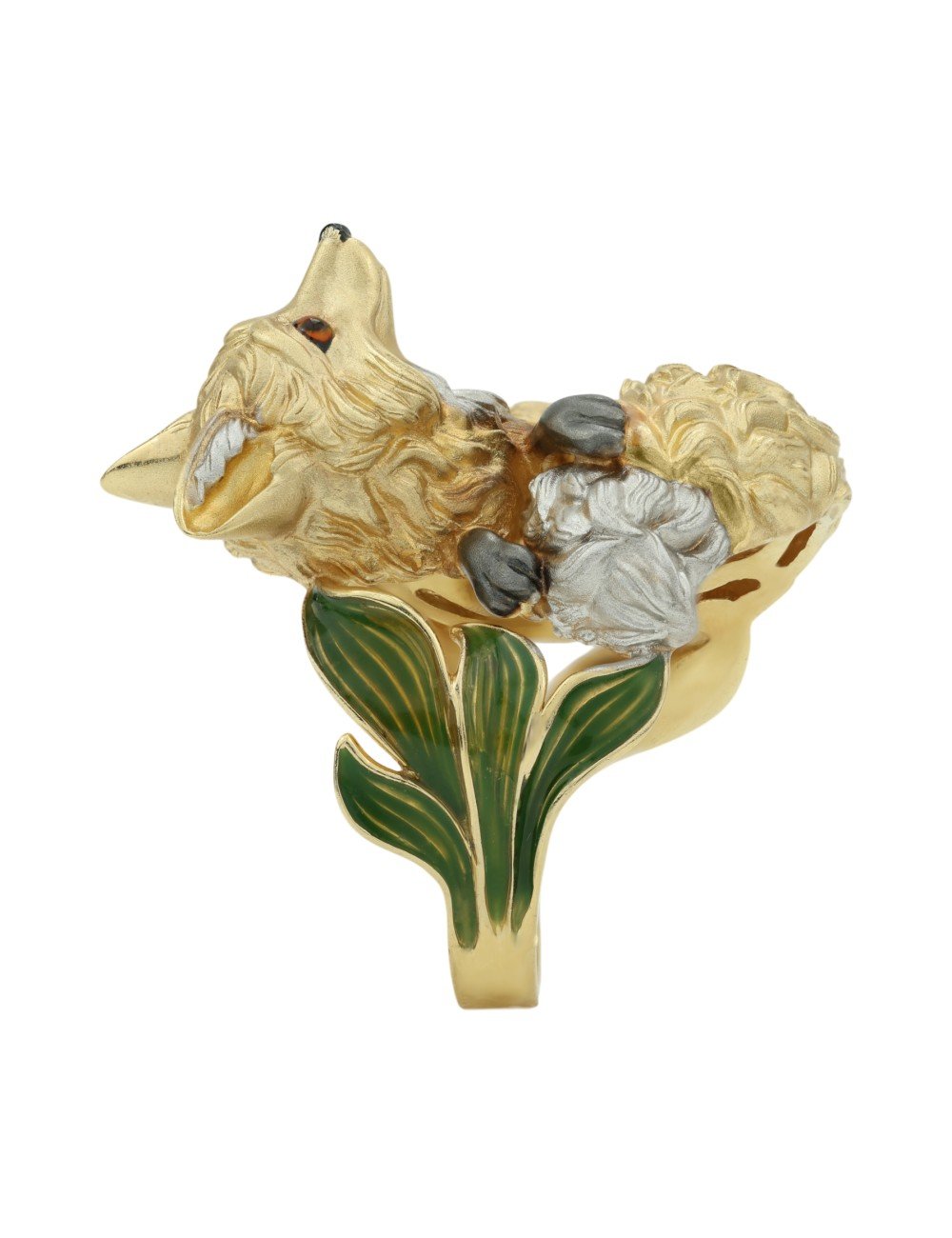 Кольцо из лимонного золота c эмалью