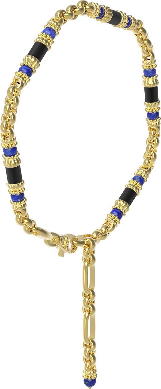 Браслет из лимонного золота c ониксом и лазуритом