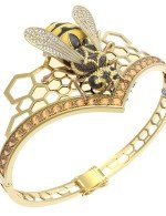 Браслет из лимонного золота c эмалью, фианитом, цитрином и эмалью