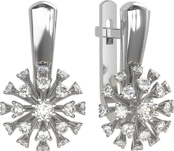 Серьги из белого золота 585 пробы c бриллиантами