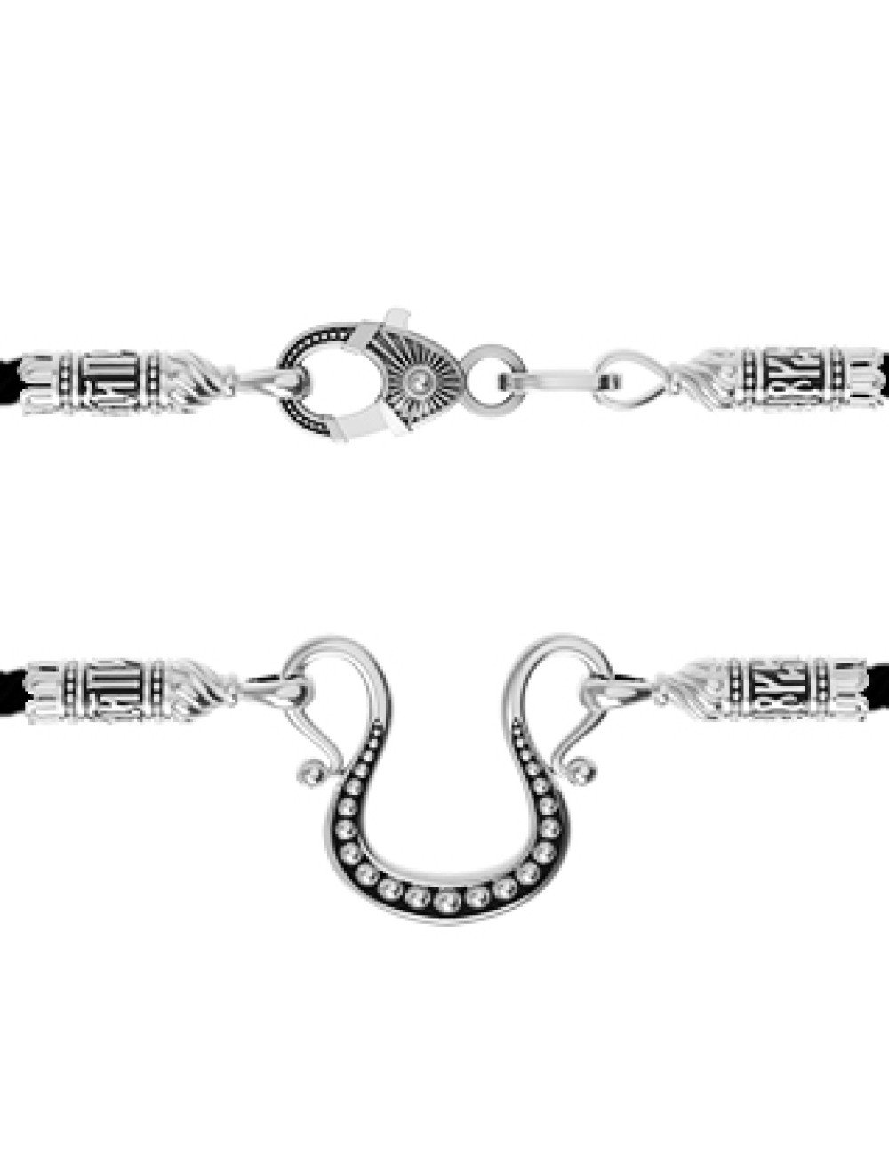 Шнурок шёлковый из белого золота c шёлковым шнурком