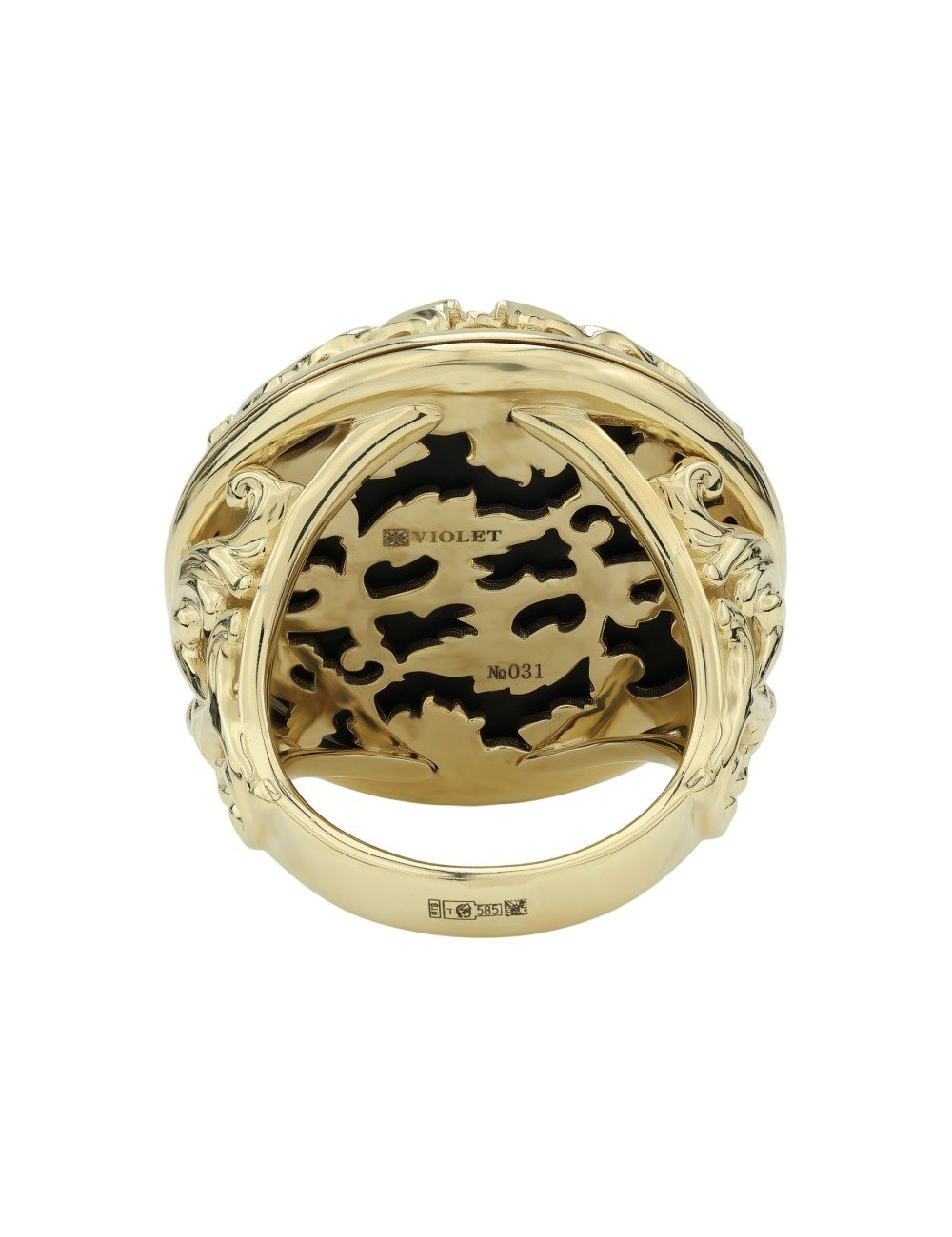 Кольцо из лимонного золота c эмалью и ониксом