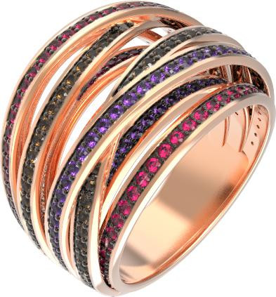 Кольцо из красного золота 585 пробы c фианитом