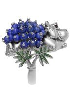 Кольцо из белого золота c эмалью и лазуритом