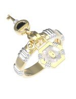 Кольцо из лимонного золота c ониксом и перламутром